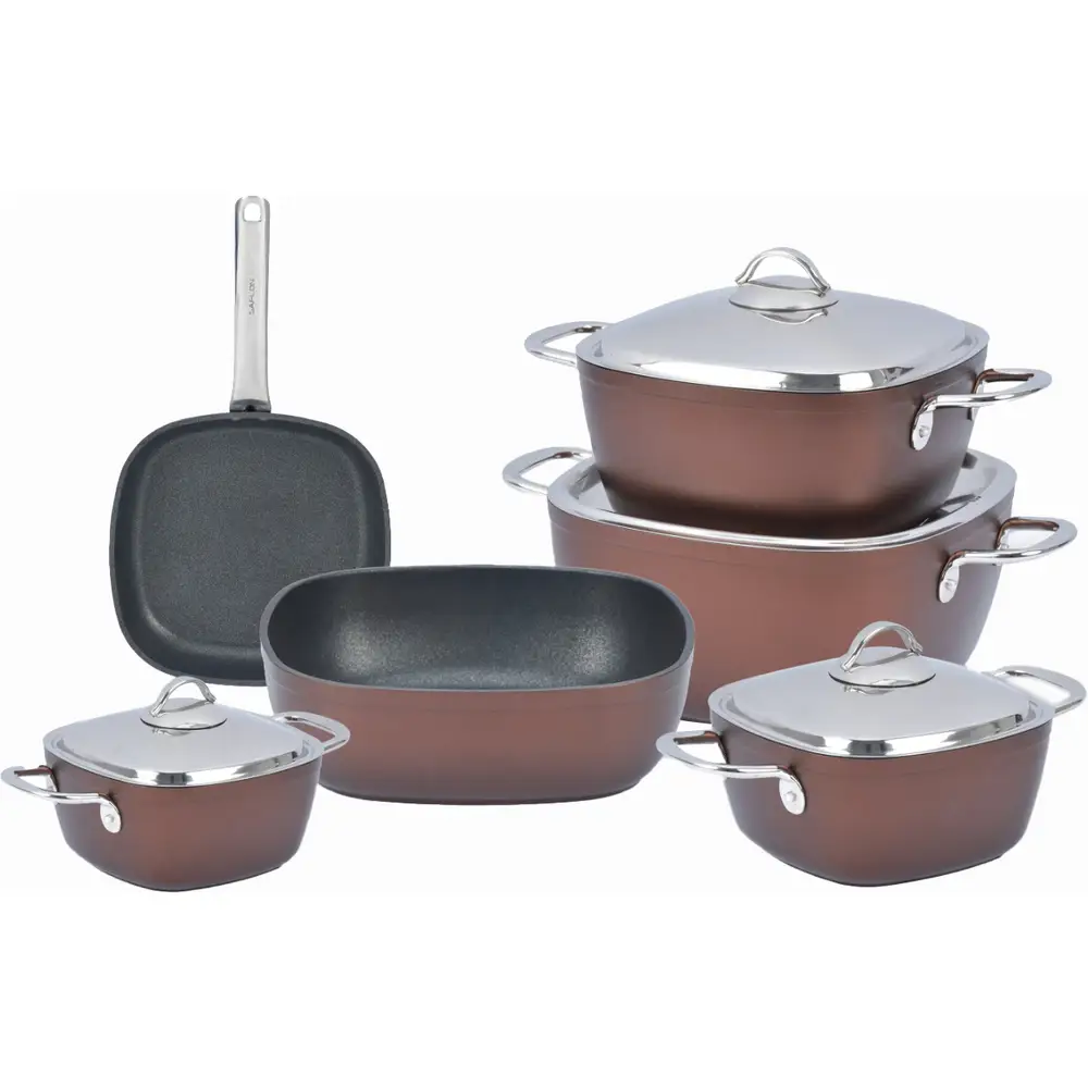 طقم حلل سافلون مربع تيتانيوم 10 قطع