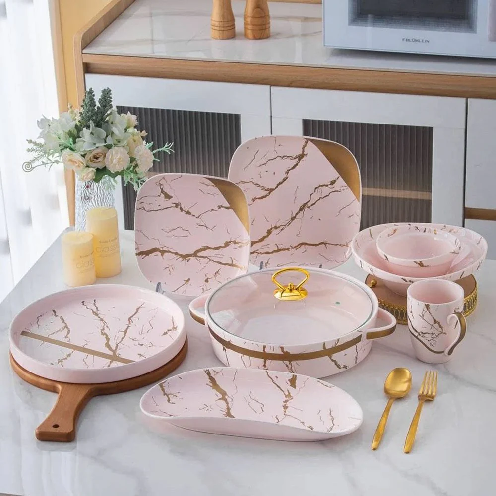 طقم عشاء 35 قطعه ماربل