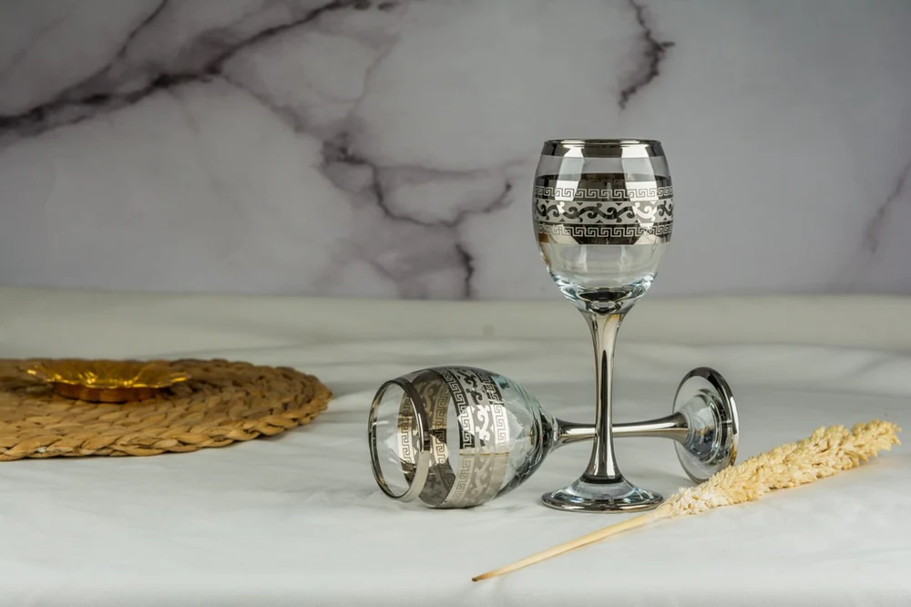 طقم كاس 6 قطع فضى مبخر