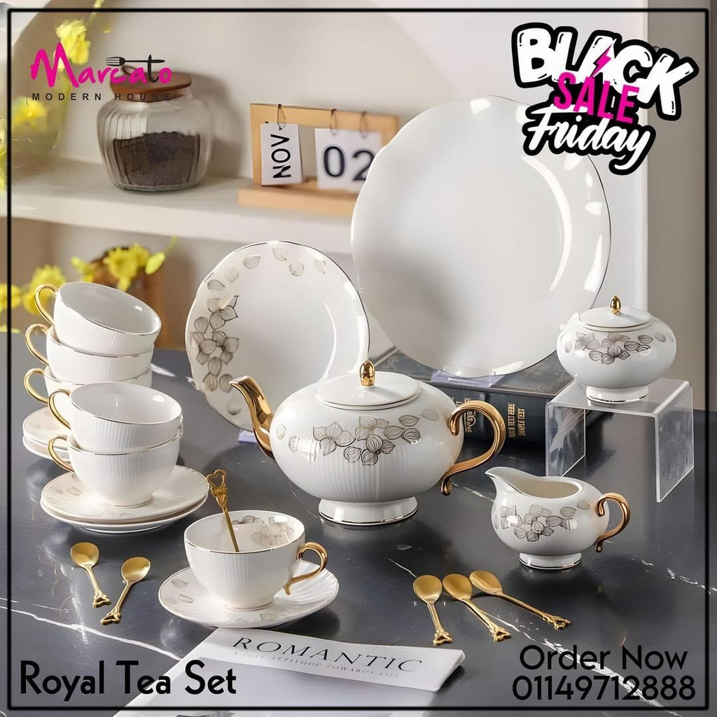 طقم شاي وجاتوه بورسلين30قطعة رويال