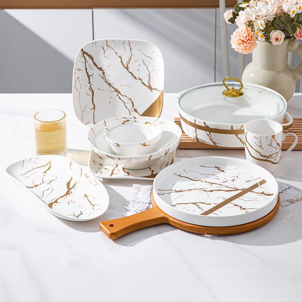 طقم عشاء 35 قطعه ماربل