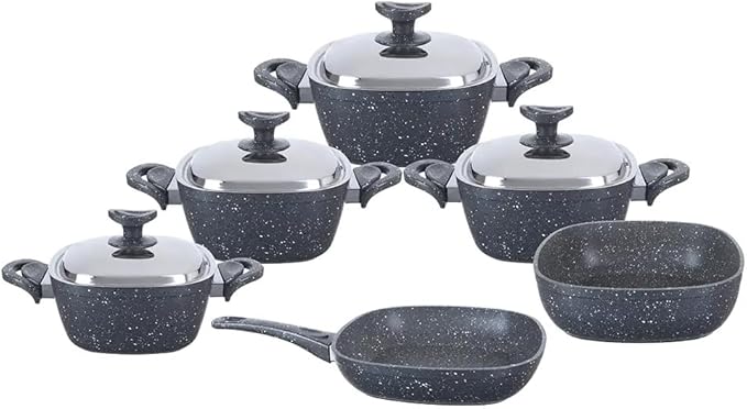 طقم حلل سافلون جرانيت 10 قطع يد بكاليد