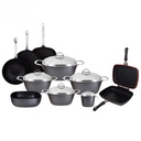 طقم حلل سافلون جرانيت 15قطعة يد استيل