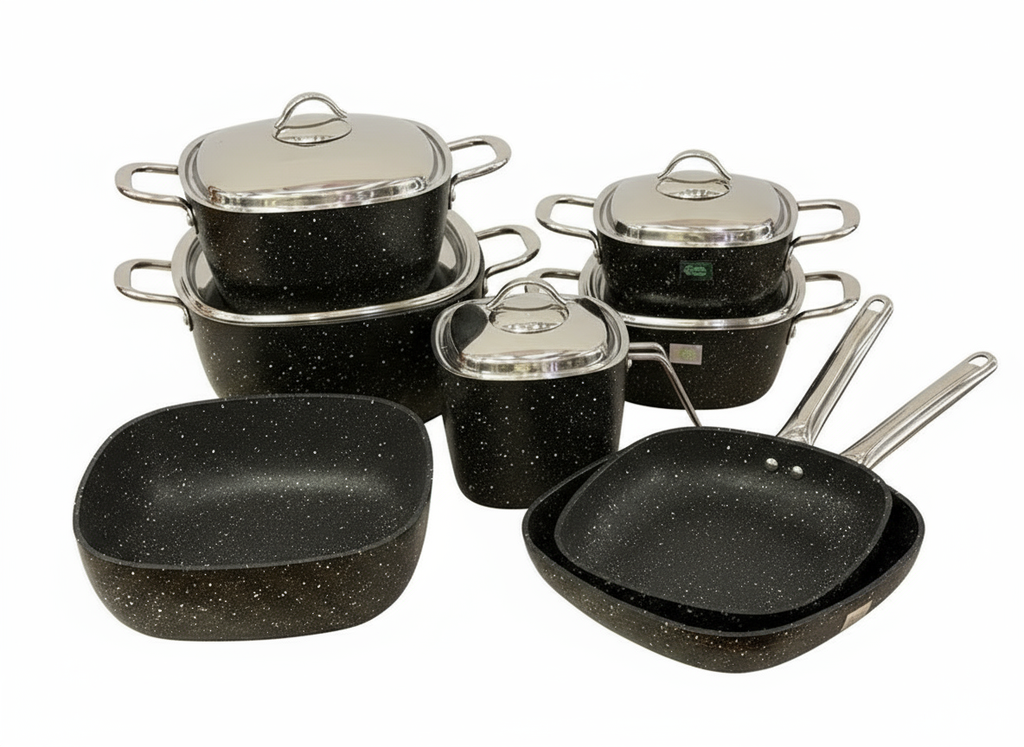 طقم حلل سافلون 13قطعة جرانيت يد استيل