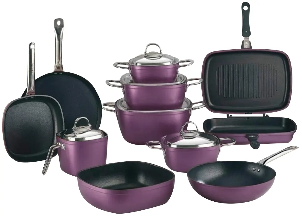 طقم حلل سافلون 15قطعة تيفال مدور يد استيل