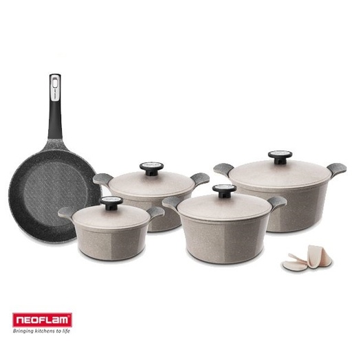 طقم حلل نيوفلام 11قطعة مضلع جرانيت